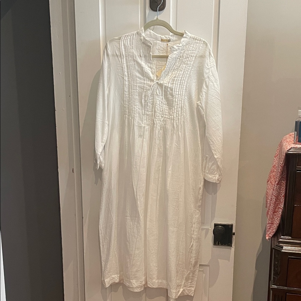 Matta White Pintuck Shirt with Tie Neck